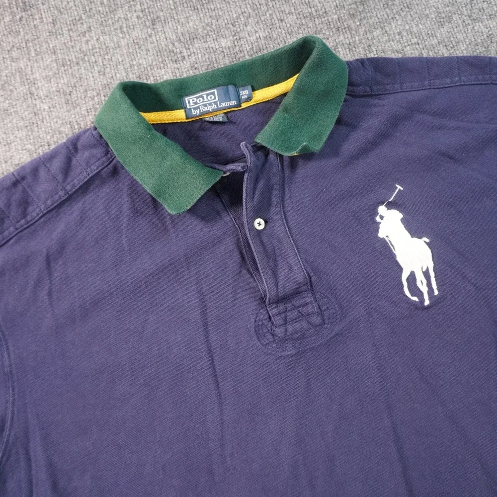 Polo Ralph Lauren Polo Shirt Mens 3XB Navy Blue Green Big Pony Short Sleeve